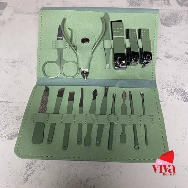 ست مانیکور 16 تکه دارای کیف چرمی بدنه استیل ضد زنگ - Image 4