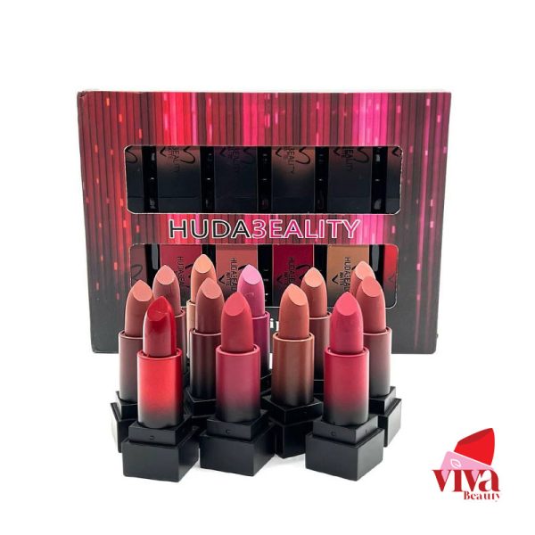 پک 12 تایی رژ لب جامد هدا بیوتی HUDA BEAUT - Image 2