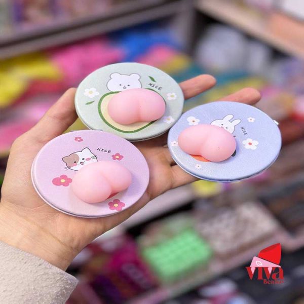 آینه دو طرفه نرمالو دایره ای بدنه لمینت چرمی قطر ۶ سانتی متر